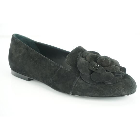 Chanel Black Suede Camellia Flower Ballet Flats Size 35 $775 NIB 17B - Picture 1 of 11